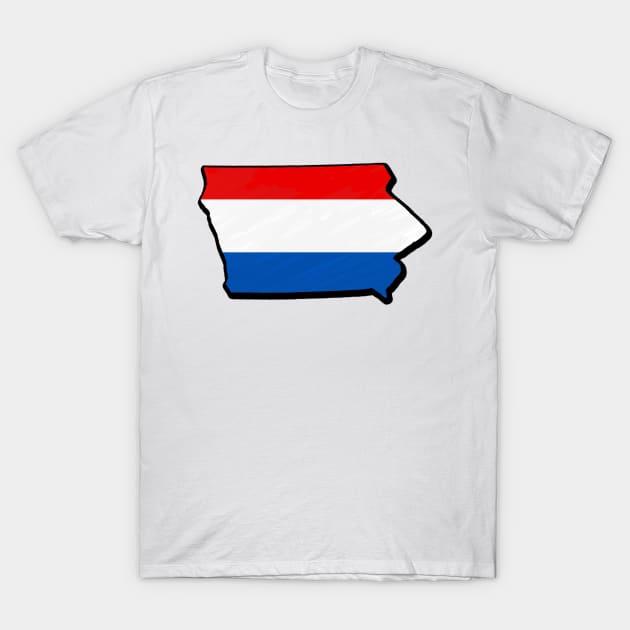 Red, White, and Blue Iowa Outline T-Shirt by Mookle